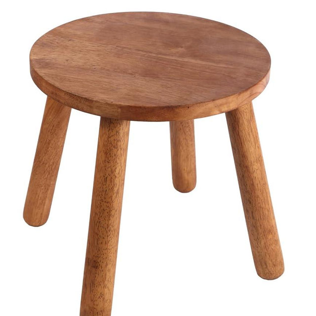zaowofires Round Solid Wooden Step Stool， Garden Stool，11.8''H,Plant Stool ，Wood Stool Legs Detachable for Plant Stand, Kitchen, Bathroom，Bedroom，Livingroom (Walnut, 11.8inch)