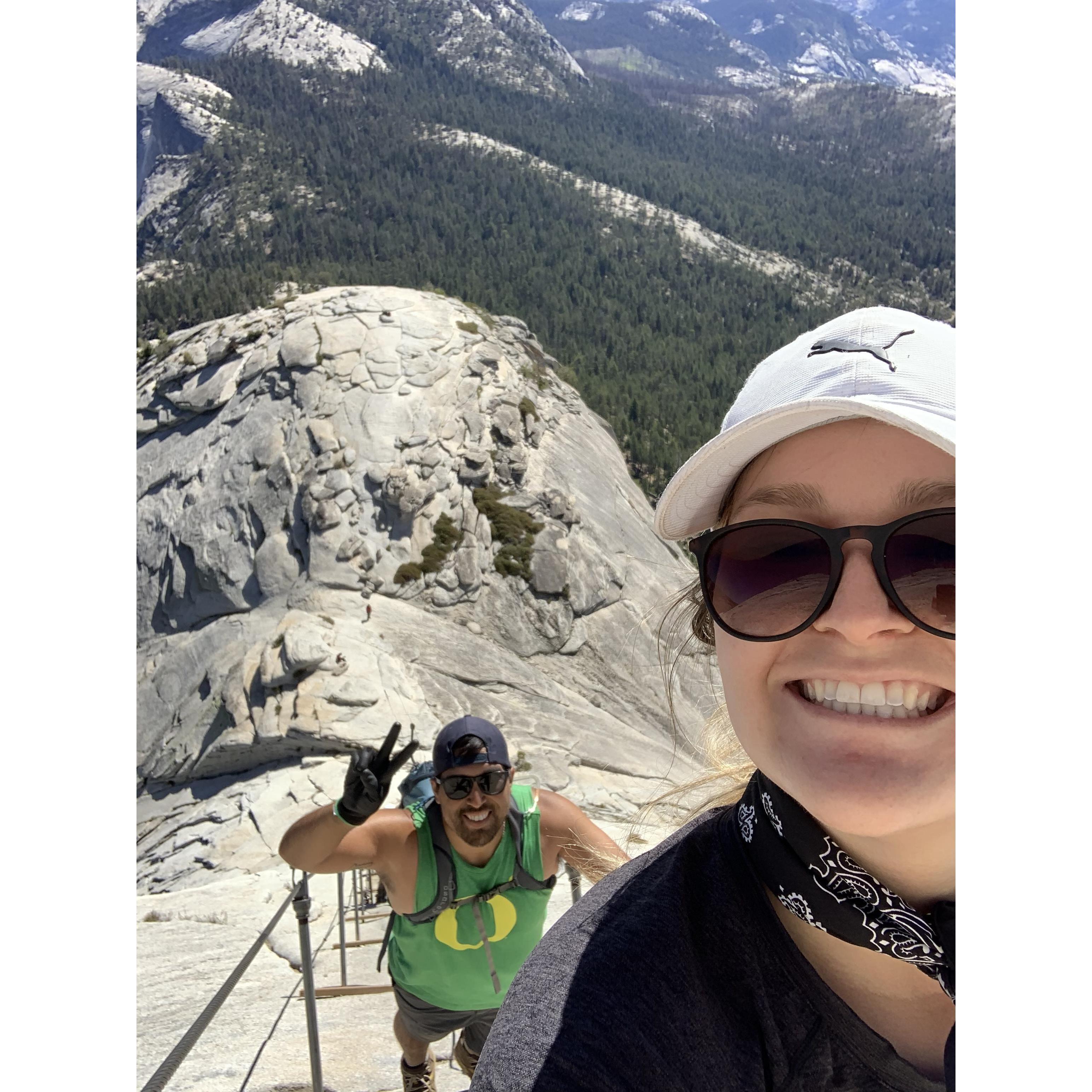 Look Ma, no hands!  Attempting not to die in Yosemite hiking Half Dome