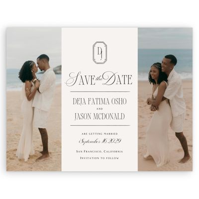Beige Typography Wedding Digital Save the Date - Sage Multiphoto