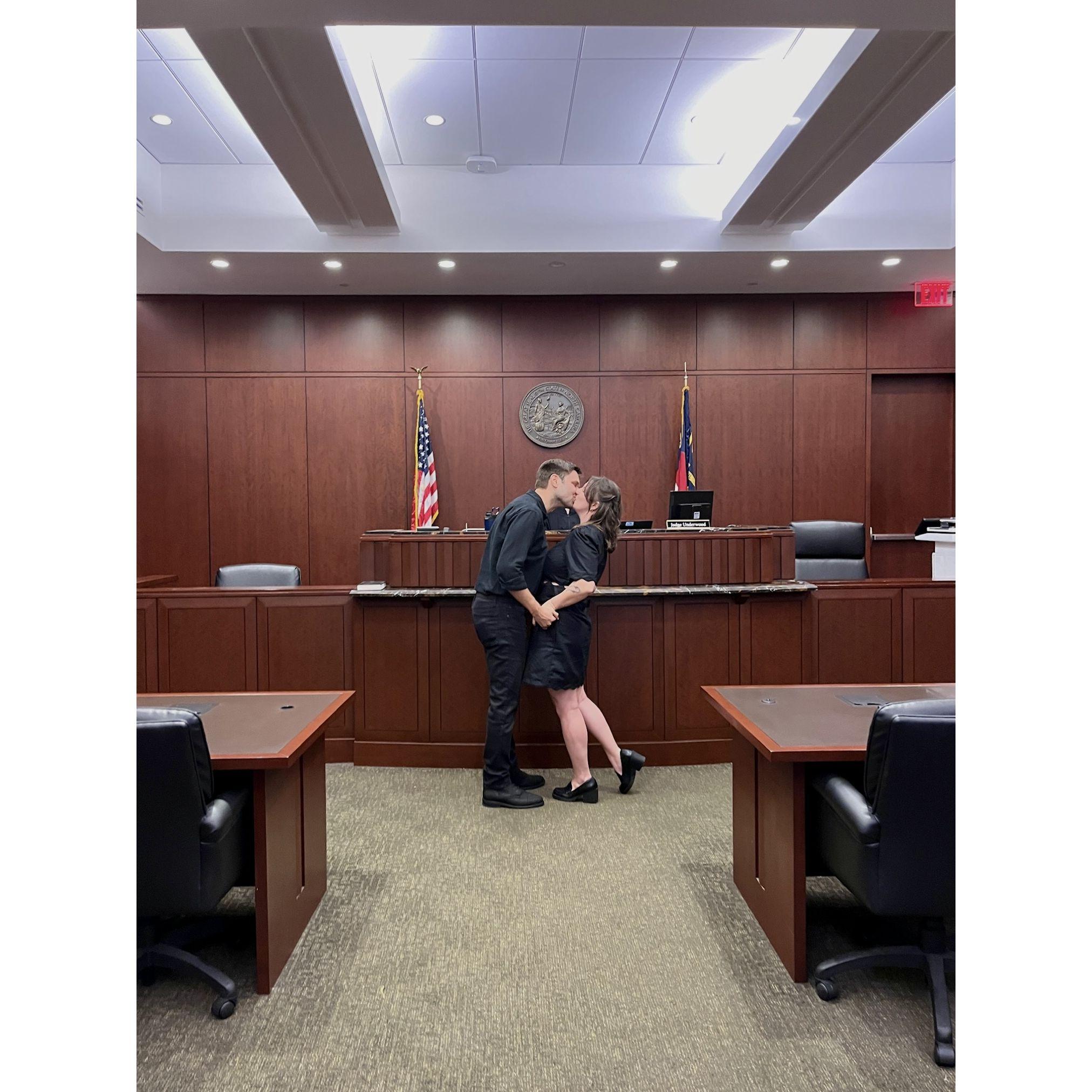 In the courtroom!