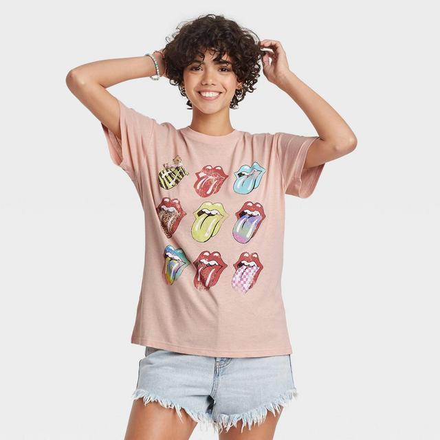 Women's The Rolling Stones Multi Logo Short Sleeve Graphic T-Shirt - Blush M