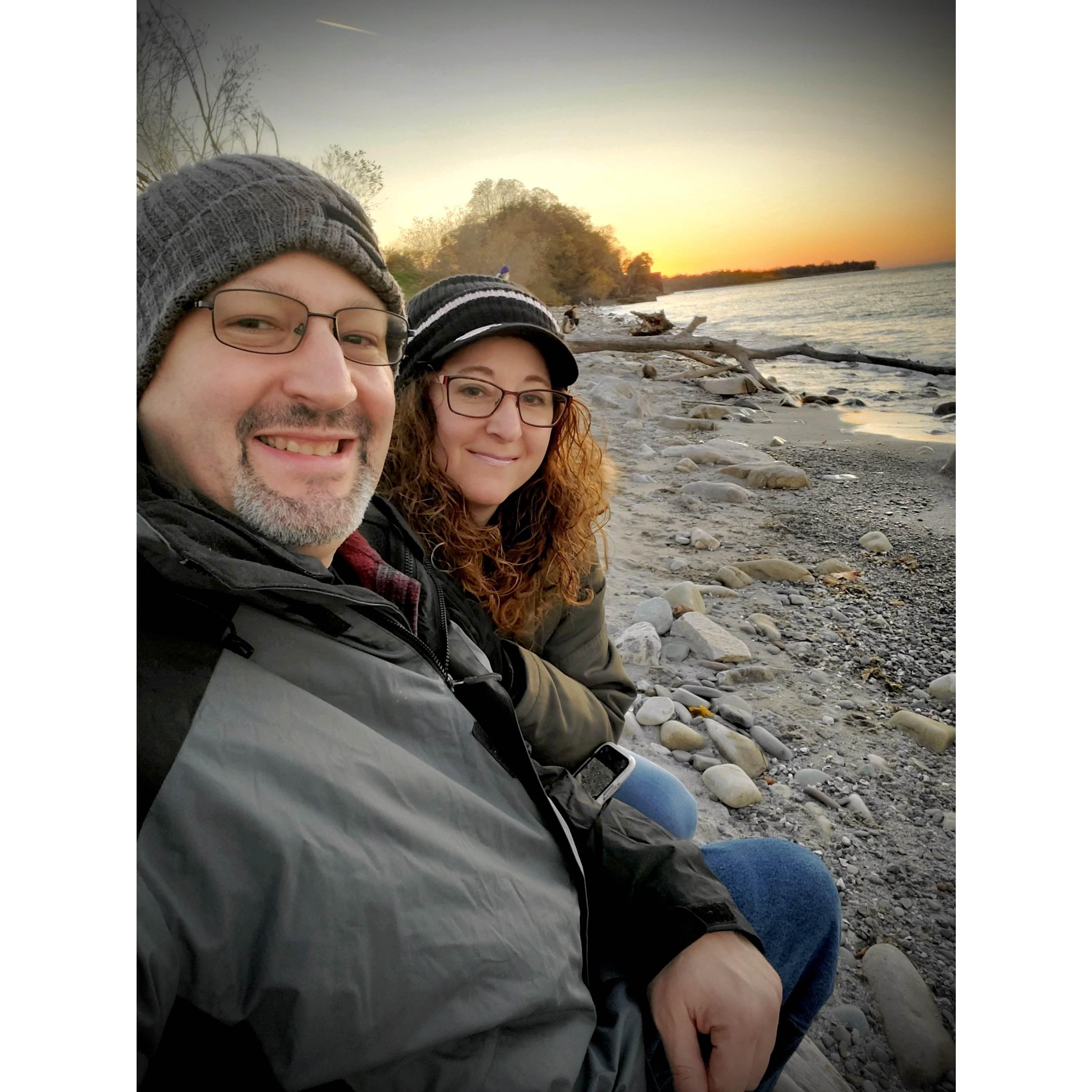 A very special day at Ft. Niagara, NY on the shore of Lake Ontario at sunset