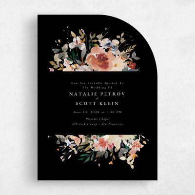 Black Half arch Wedding Invitation - Fenella Classic