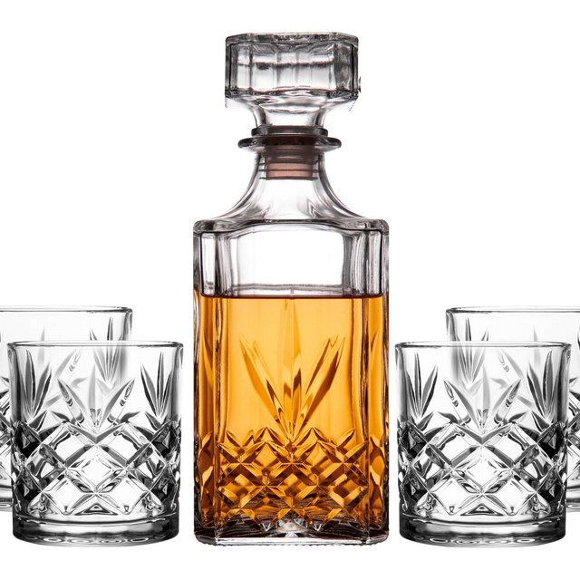 Crystal Whiskey Decanter Set: Classic 5-Pc. Glass Bundle
