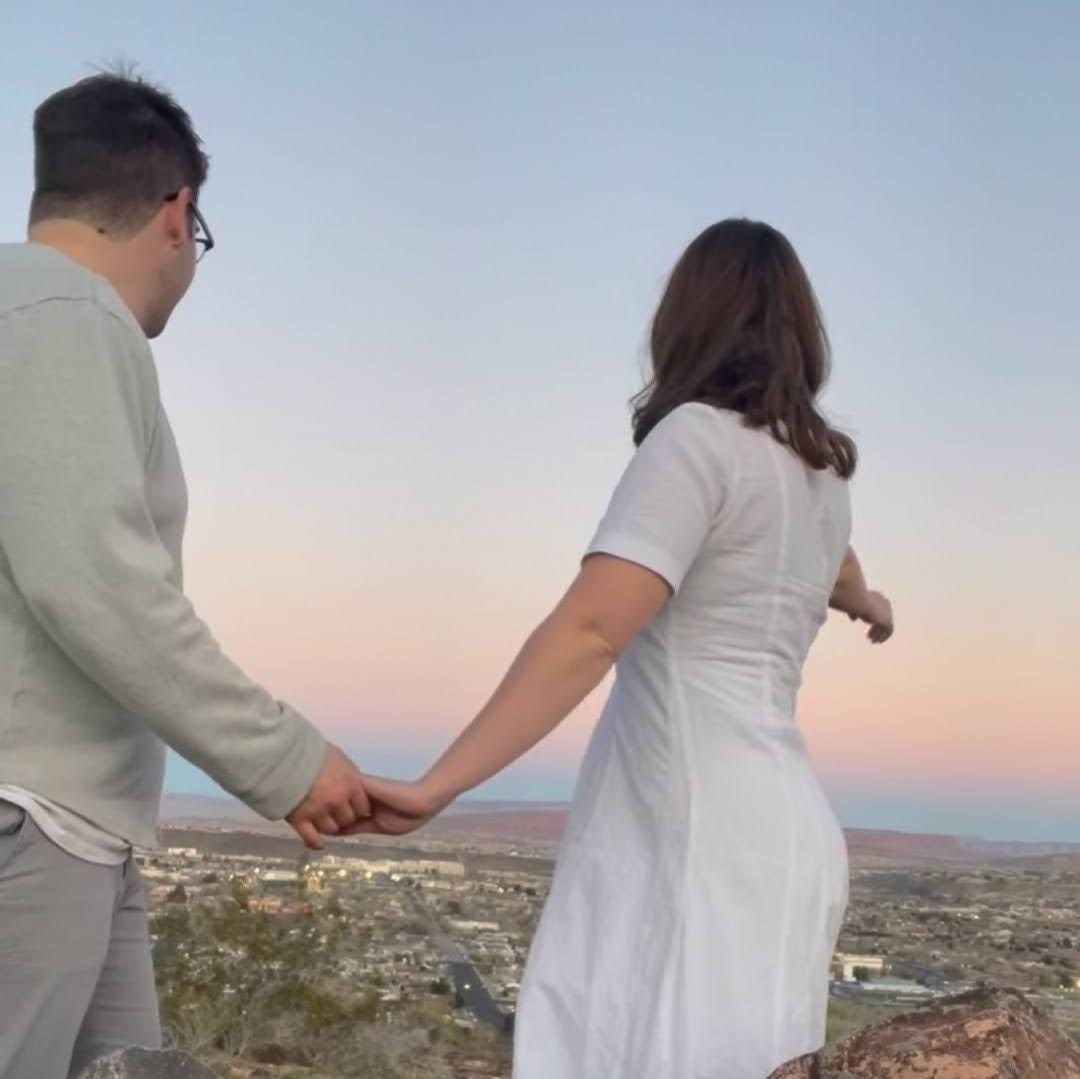 Almost proposed ahead of the plan here at dinner looking out over the incredible red rock landscape beneath the cliffside.