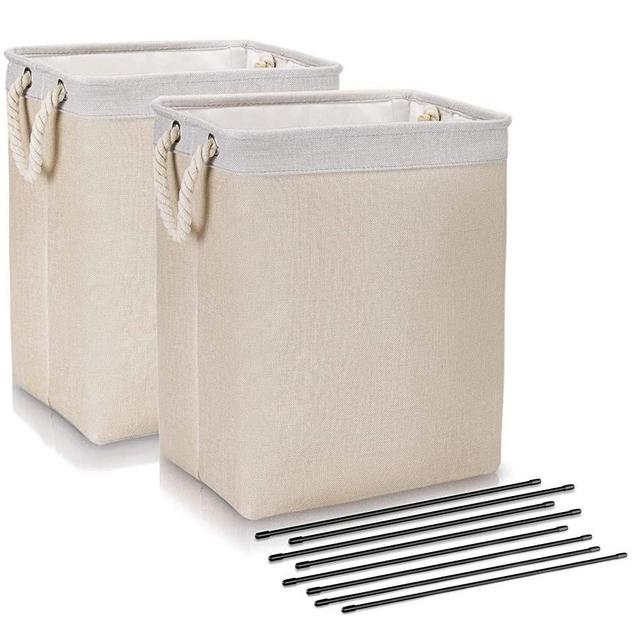 DYD Laundry Basket with Handles 2 Pack,Linen Hampers for Laundry Large Sized Waterproof Foldable Laundry Hamper for Home Organizer (Beige) ……