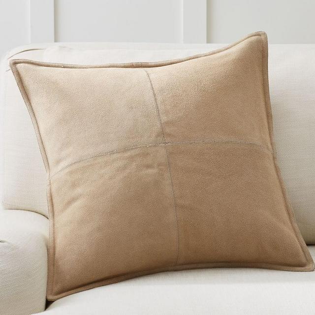 Pieced Suede Pillow Cover, 20 x 20", Stone