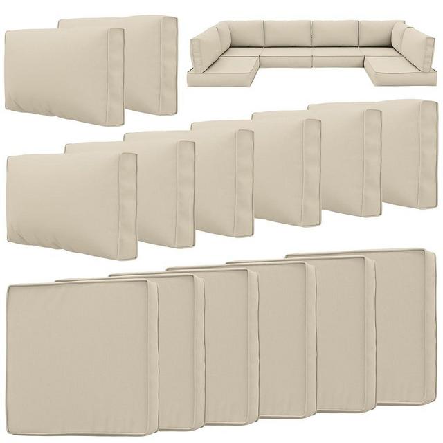 Snubbull 14 Pcs Outdoor Cushion Slipcovers Outdoor Patio Cushion Covers Replacement Waterproof with Zipper for Outdoor Furniture, Patio Sofa Couch 3 Sizes, Covers Only