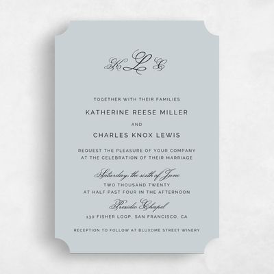 Blue Ticket Wedding Invitation - Arthur Portrait