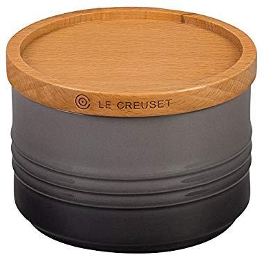 Le Creuset PG1515-107F Stoneware Canister With Wooden Lid, 12 oz, Oyster