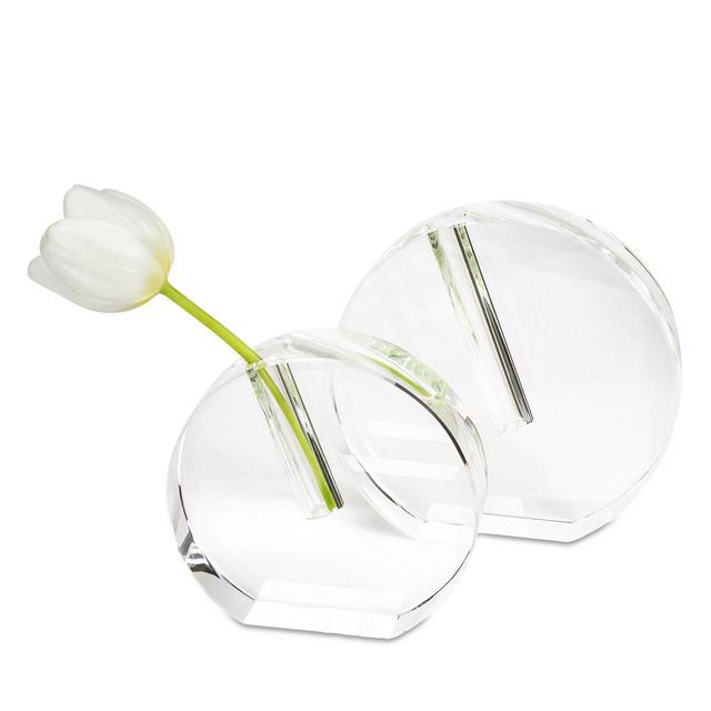 Tizo Crystal Clear Round Flat Vase, Large