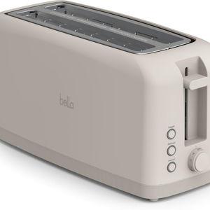 bella 4 Slice Slim Toaster, Fits-anywhere™ Kitchenware, 6 Setting Shade Control with Reheat & Cancel Buttons, Fits Sourdough, 10” Long Slot, Anti Jam & Auto Shutoff, 900 Watt, Oatmilk