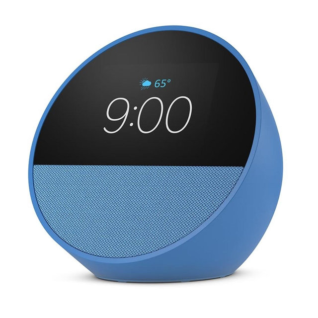 Amazon Echo Spot (newest model), Great for nightstands, offices and kitchens, Smart alarm clock with Alexa, Ocean Blue