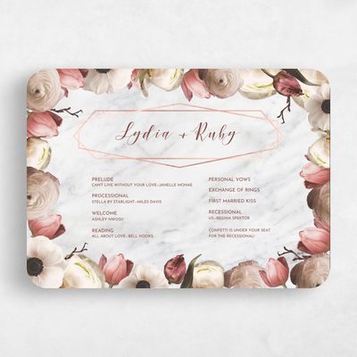 Red Rounded Wedding Program - Camellia