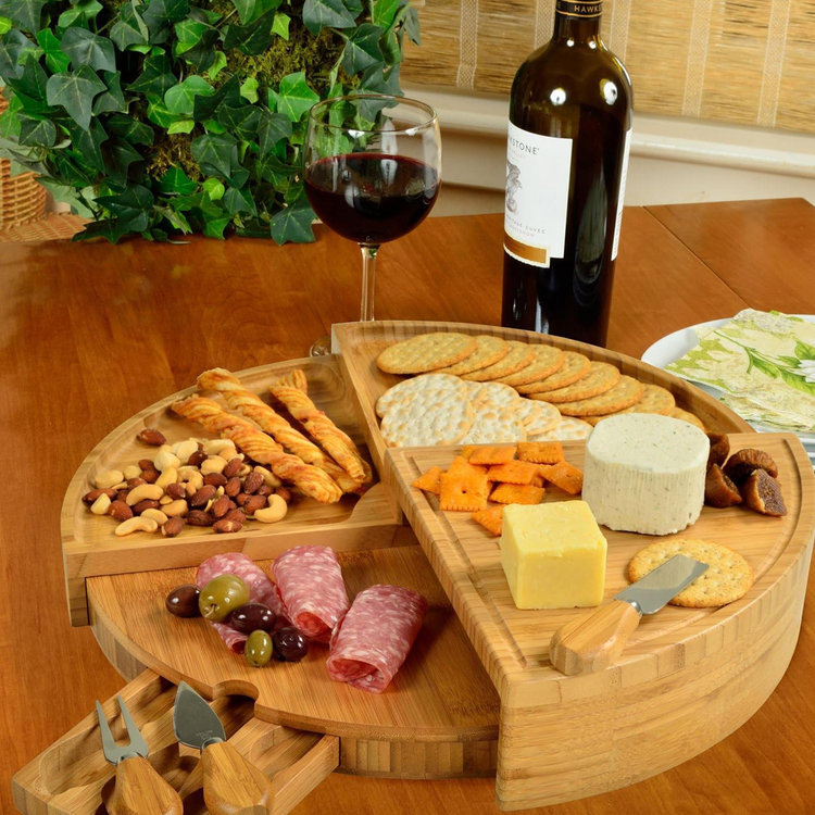 Picnic at Ascot, Multi Level Engraved 4-Piece Charcuterie Board