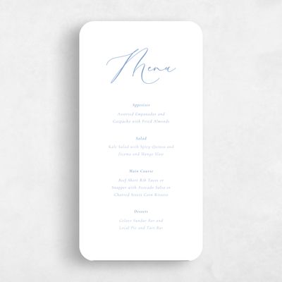 Blue Rounded Wedding Menu - Merlo Letterpress