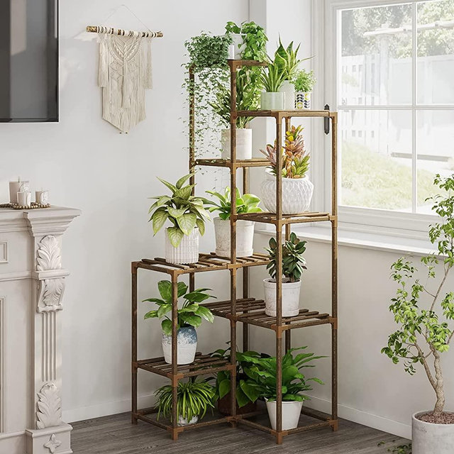 Bamworld Plant Stand Indoor Outdoor Corner Shelf Plant Shelves Indoor Plant Holder for Living Corner Stands Room Outdoor Plant Rack Indoor Multiple Plants Patio Balcony 05B