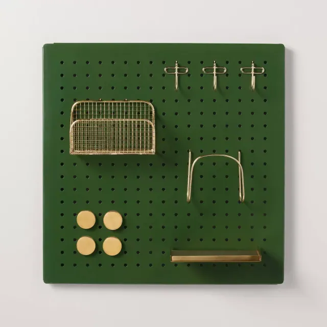 Large Metal Pegboard Wall Organizer Set Green/Gold - Hearth & Hand™ with Magnolia