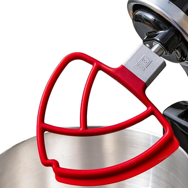 DI ORO Seamless Series Flex Edge Beater for KitchenAid Tilt-Head Stand Mixer - 4.5-5 Quart Flat Beater Paddle - Flexible Silicone Edges for Scraping and Mixing Bowls - Dishwasher Safe & BPA Free (Red)