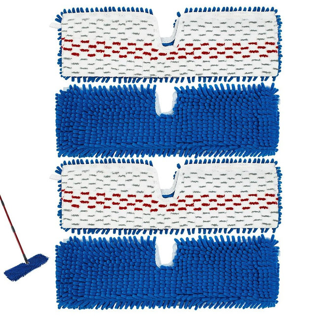 4 Pack Mop Replace Head for Ocedar Hardwood Floor'n More 3-Action Flip Mop,Mop Heads Replacements for Dry Wet Use,Chenille&Microfiber Double Sided Mop Refills,Reusable Mop Pad for Multi Surface Floor