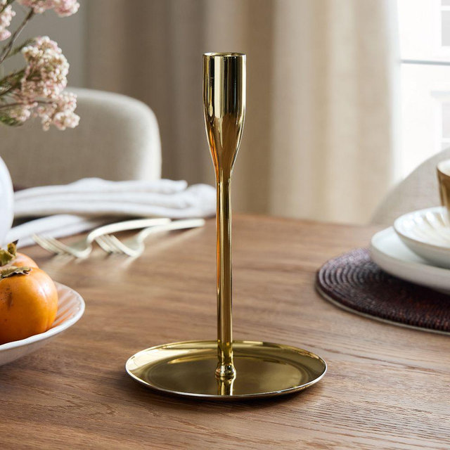 Kuba Taper Holder, Large, Brass