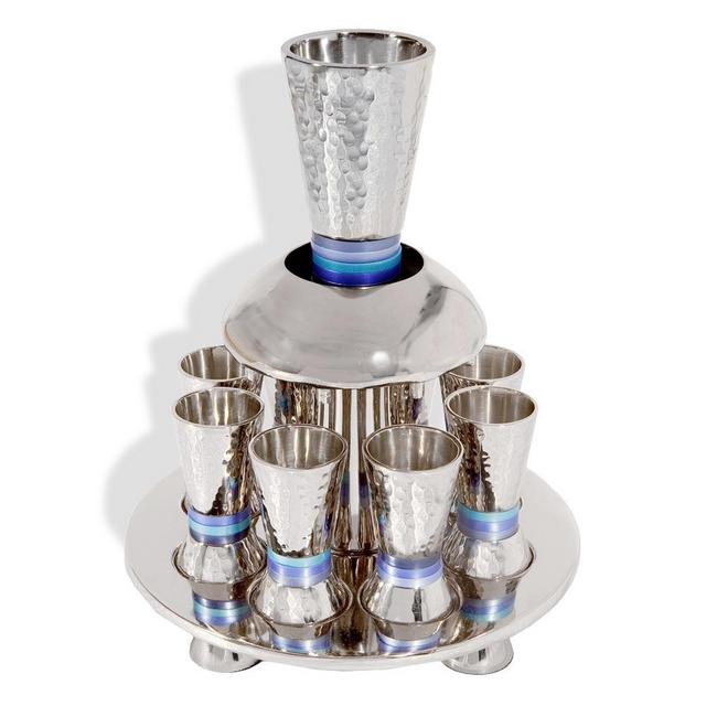 Hammered Nickel Blue Rings Wine Fountain