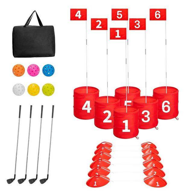 SJEhome 6 Hole Backyard Game Golf Yard Practice, Outdoor Indoor Backyard Golf Game Gifts for Yard, Lawn, Park, Yard, Beach (6 Hole Golf Game)