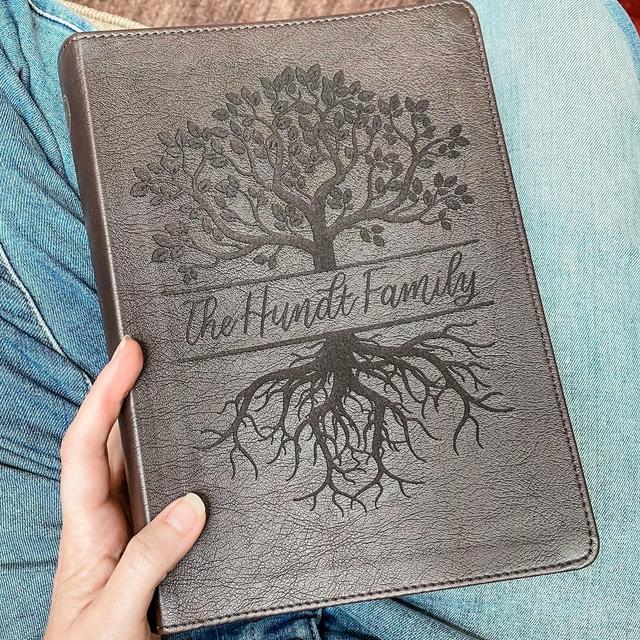 PERSONALIZED Family Tree Journaling Bible - ESV | Large Print | Brown Cover | Wedding Guestbook Idea