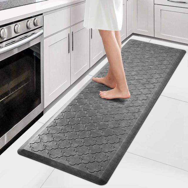 WISELIFE Kitchen Mat Cushioned Anti Fatigue Floor Mat,17.3"x60", Thick Non Slip Waterproof Kitchen Rugs and Mats,Heavy Duty Foam Standing Mat for Kitchen,Floor,Home,Office,Desk,Sink,Laundry, Grey