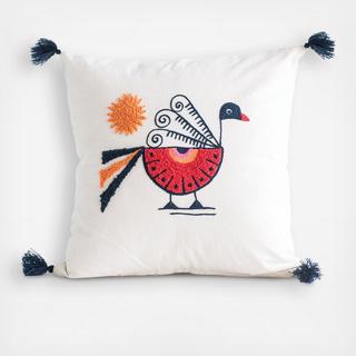 Square Cotton Peacock Pillow