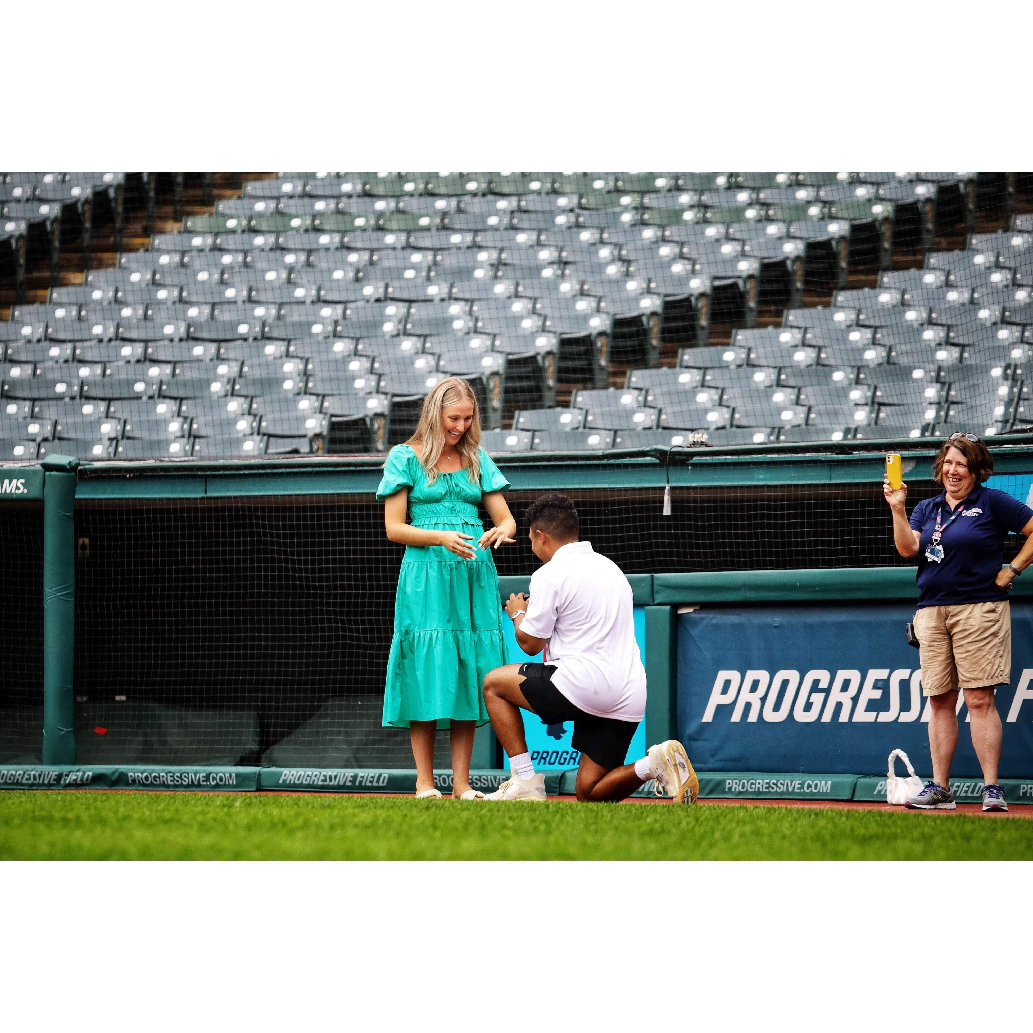 Our engagement at the Cleveland Guardians stadium- Isaiah asked Ashley to be his girlfriend at a Cleveland Indians game in 2019!