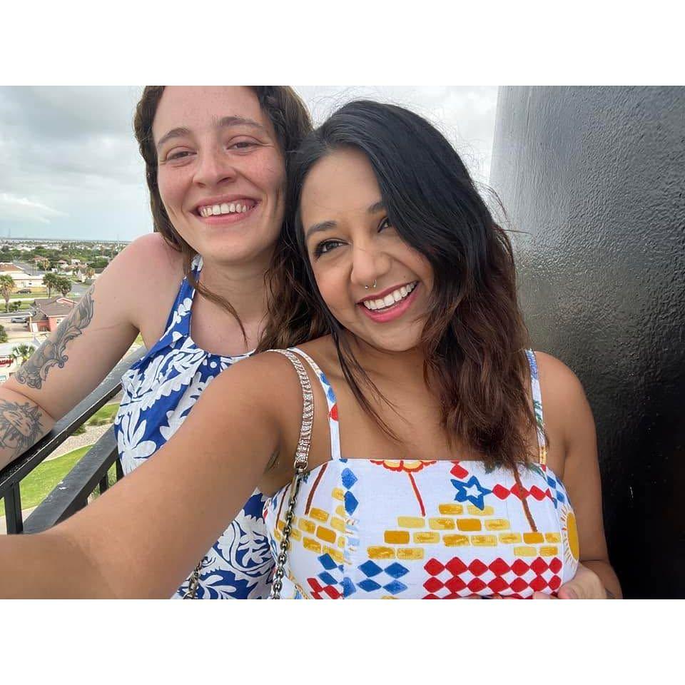 Captured at Port Isabel Lighthouse — right before Laura popped the question.