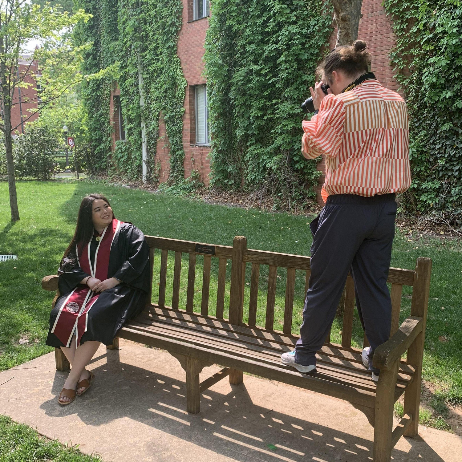Peter helped take Emma's graduation photos for her undergraduate graduation.