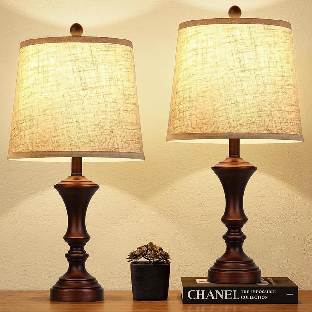ROTTOGOON Retro Table Lamps Set of 2 Nightstand Lamp for Bedroom Vintage Rustic Table Lamps for Living Room Traditional Nightstand Bedside Lamps Bulb NOT Included