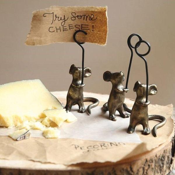 Cast Iron Mouse Card Holder