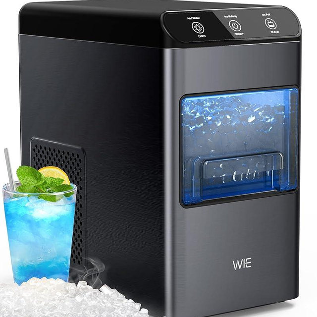 Nugget Ice Makers Countertop for Home Kitchen 37LBS, Pebble Counter Top Ice Machine, Mini Small Ice Maker,Portable Sonic Chewable Pellet Soft Icemaker, LED Maquina de Hielo Tabletop Self Cleaning