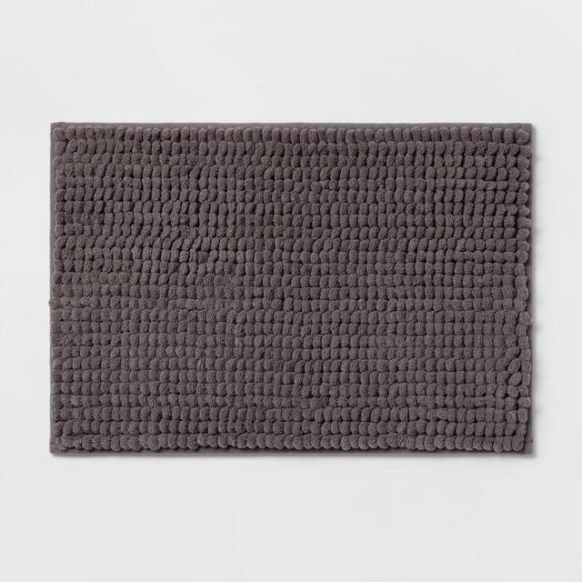 17"x24" Chunky Chenille Memory Foam Bath Rug Dark Gray - Room Essentials™