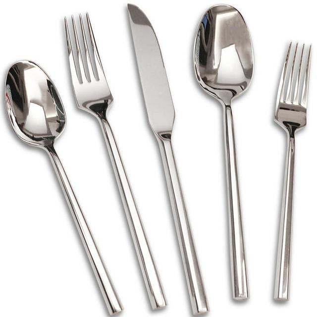 Hexangular Handle Flatware 20-Piece，18/10 Stainless Steel Silverware Set，Mirror Polish Modern Cutlery Set，Service for 4, Dishwasher Safe