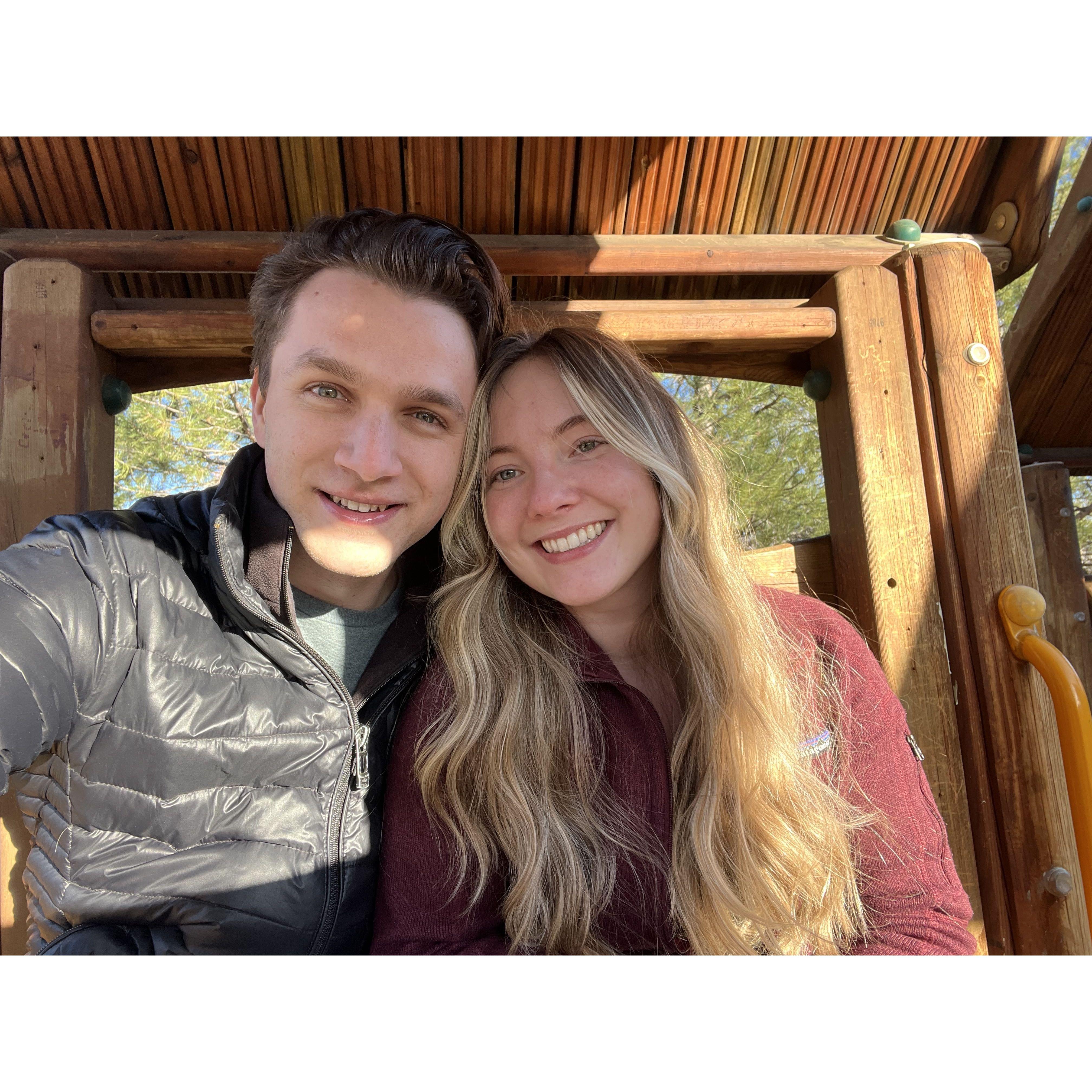 2024 - a recreation of Tal and Erin's first photo together, seven years later!