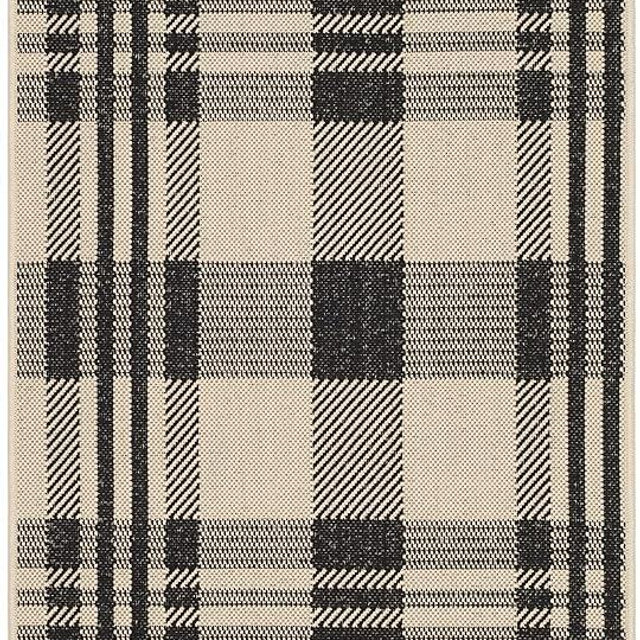 SAFAVIEH Courtyard Collection Accent Rug - 2' x 3'7', Black & Bone, Plaid Design, Non-Shedding & Easy Care, Indoor/Outdoor & Washable-Ideal for Patio, Backyard, Mudroom (CY6201-216)