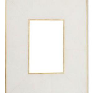 Revised Brass Bordered Stone Picture Frame, 4" X 6", White