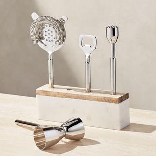 Wood & Marble 5-Piece Bar Tool Set