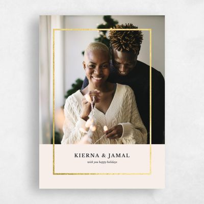 Linen, Beige Holiday Card - Royce Foil