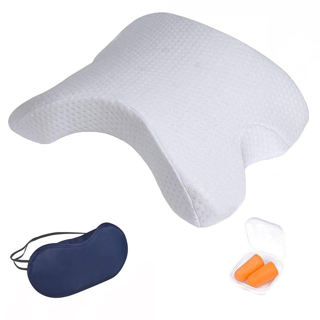ALEVMOOM Cuddle Pillow for Couples Memory Foam Neck Cervical Pillow Cuddling Pillow Arch Tunnel Shaped Design for Arm and Neck Support When Spooning,Great for Travel,Office,Reading and Napping
