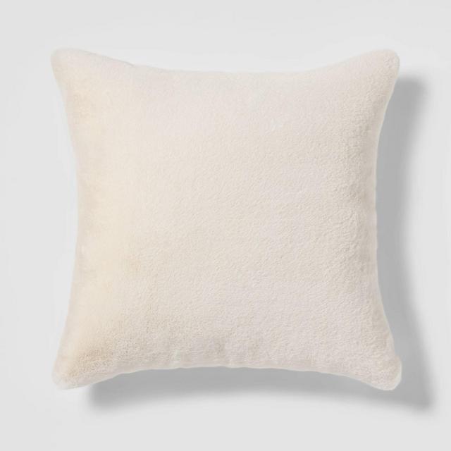 Faux Fur Square Pillow Cream - Threshold™