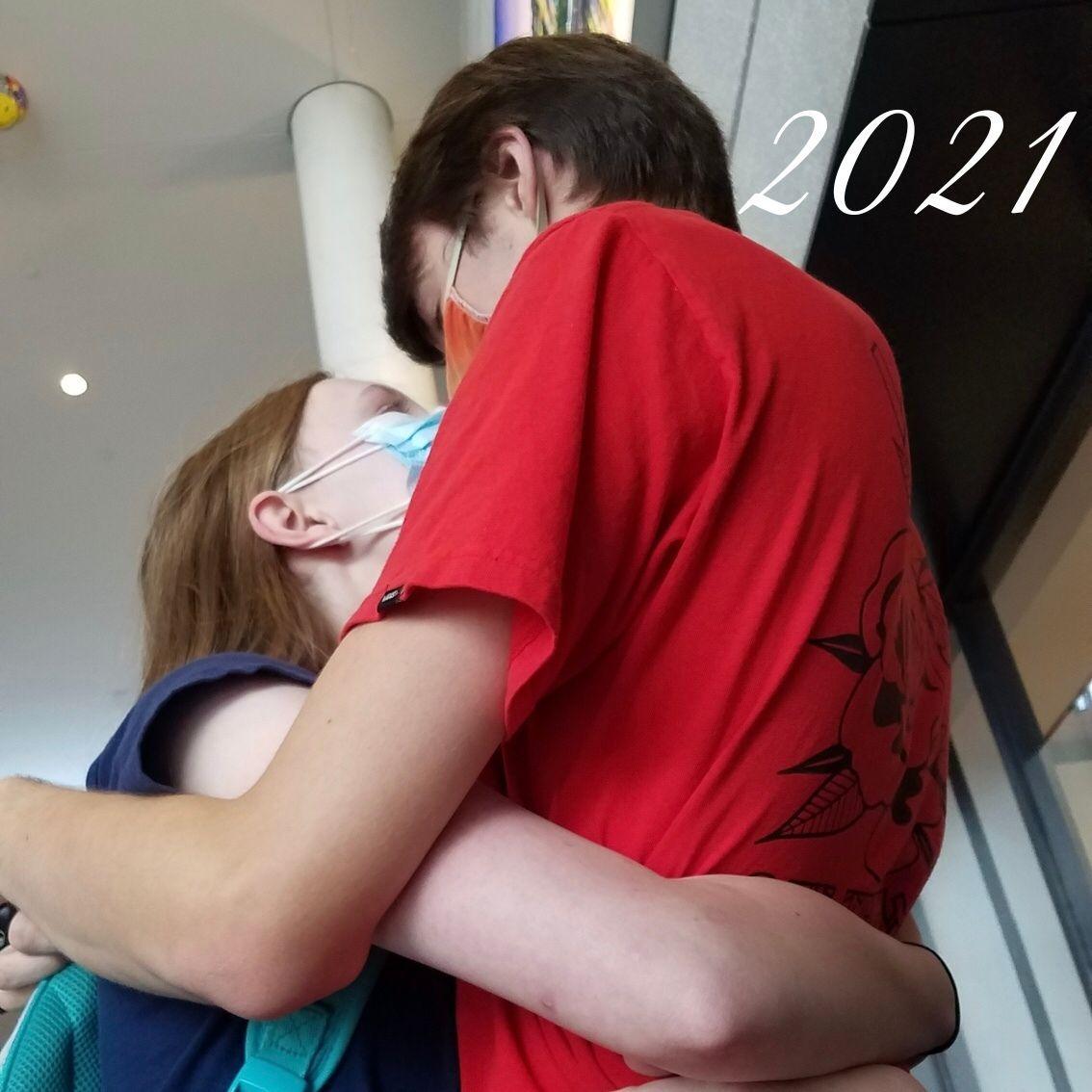 Finally reunited after being cleared for travel.