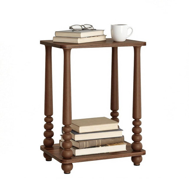 VASAGLE Mariel Collection - Side Table, Accent Nightstand for Small Spaces, Rectangular End Table with Shelf, Solid Wood Legs, Mid-Century Modern, Living Room Bedroom, Chestnut Walnut ULET294KX01S