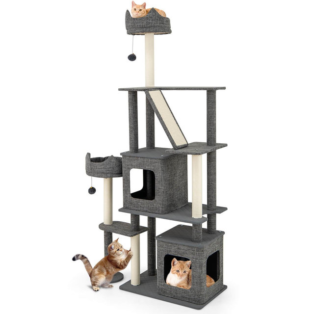 Costway 71” Tall Cat Tree Multi-Level Large Cat Tower w/ Scratching Posts for Indoor Adult Cats & Kittens