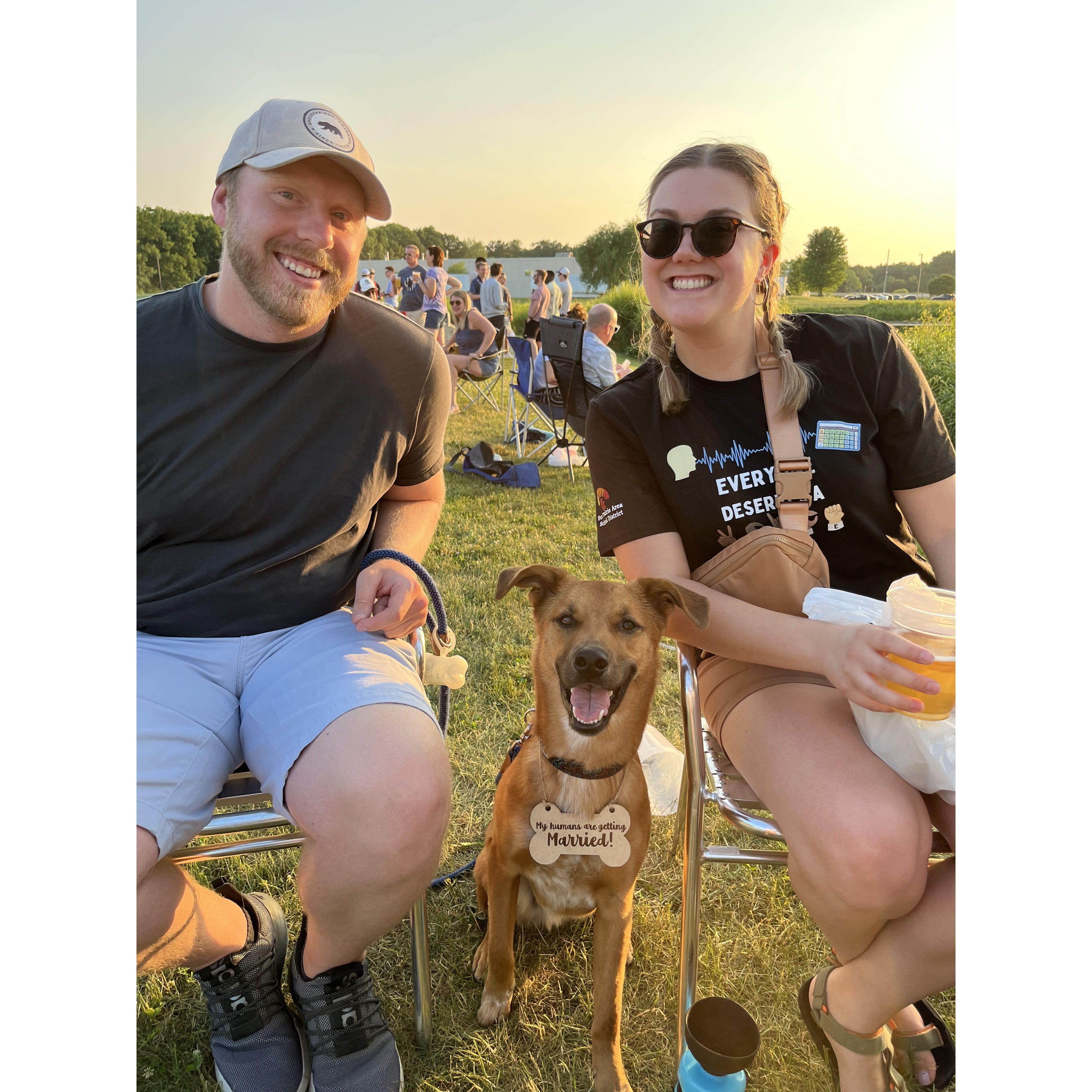 Wisconsin Brewing Company for live music and friends/family after engagement.