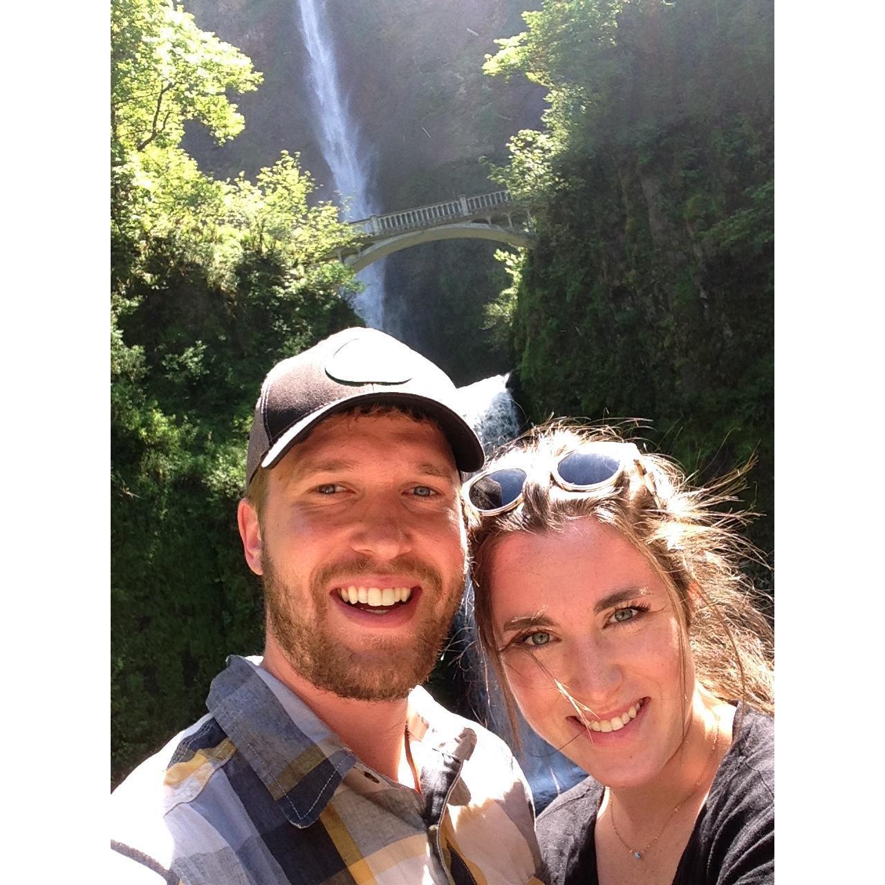The obligatory selfie in front of Multanomah Falls.